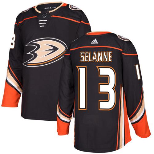 Adidas Men Anaheim Ducks #13 Teemu Selanne Black Home Authentic Stitched NHL Jersey